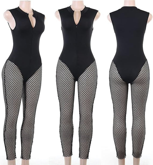 Uni Clau - Mono para mujer, entallado, translúcido, de una pieza, con cuello en V profundo - Quierox - Tienda Online