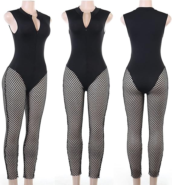 Uni Clau - Mono para mujer, entallado, translúcido, de una pieza, con cuello en V profundo - Quierox - Tienda Online