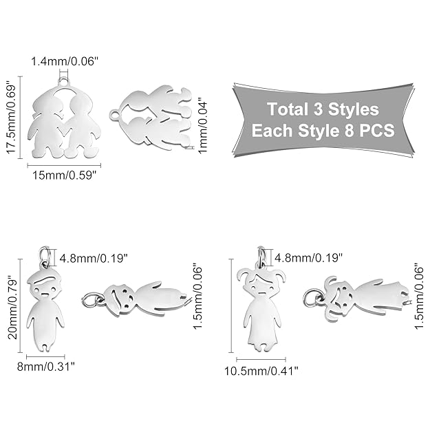UNICRAFTALE 24 piezas 3 estilos de acero inoxidable para niños y niñas colgantes - Quierox - Tienda Online