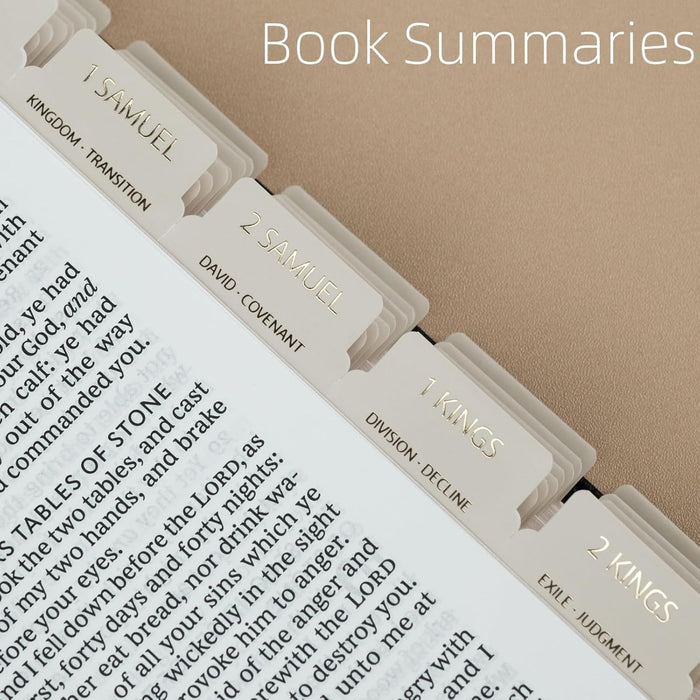 UPAFEXXI - Separadores laminados para Biblia con resúmenes de libros y letras en foil dorado - Quierox - Tienda Online