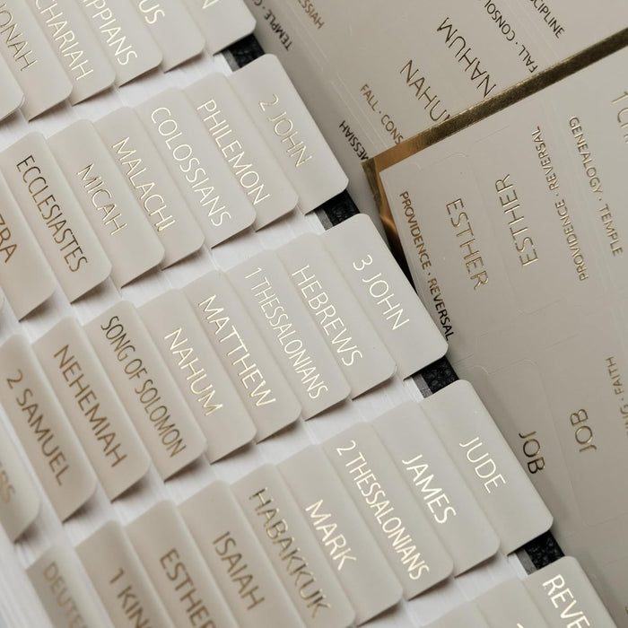 UPAFEXXI - Separadores laminados para Biblia con resúmenes de libros y letras en foil dorado - Quierox - Tienda Online