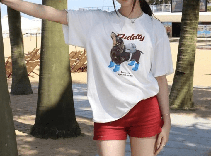 URBAN REVIVO Camiseta de manga corta con estampado de charcos para mujer - Quierox - Tienda Online