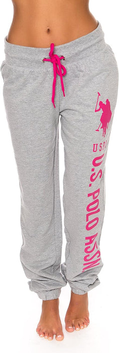 US Polo Assn Pantalones deportivos Essentials para mujer, gris jaspeado con estampado rosa brillante - Quierox - Tienda Online