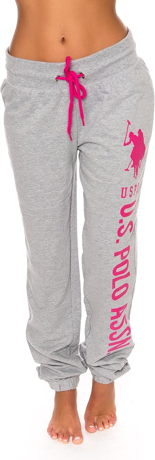 US Polo Assn Pantalones deportivos Essentials para mujer, gris jaspeado con estampado rosa brillante - Quierox - Tienda Online