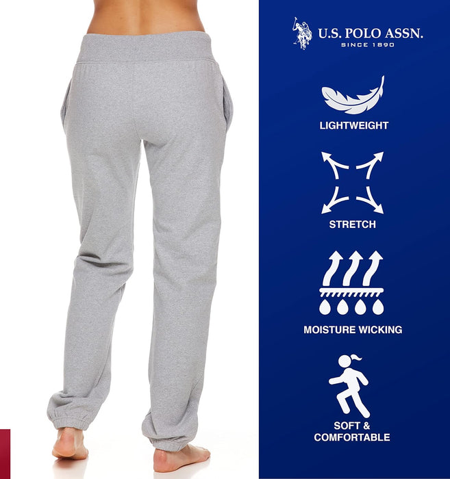 US Polo Assn Pantalones deportivos Essentials para mujer, gris jaspeado con estampado rosa brillante - Quierox - Tienda Online