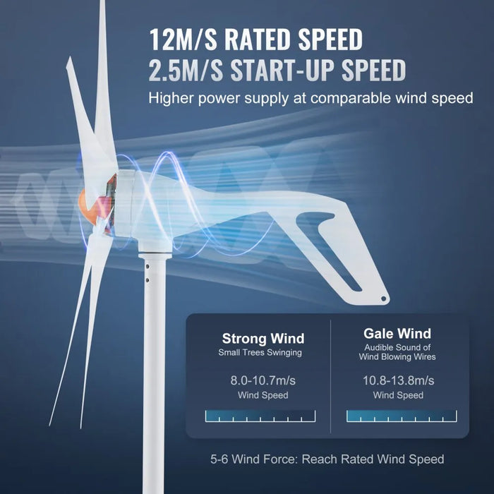 Aerogenerador VEVOR de 500 W, kit de 12 V, generador de energía eólica de 5 palas