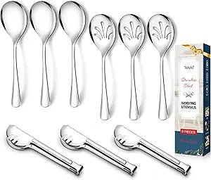 Utensilios de servir de acero inoxidable Teivio - Juego grande de cucharas de 9 - 10"(plateado) - Quierox - Tienda Online