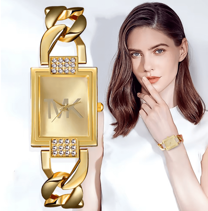 UTHAI W30 reloj de cuarzo con incrustaciones de diamantes cuadrados para mujer - Quierox - Tienda Online