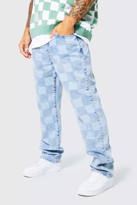 Vaqueros relajados con cuadros láser - Quierox - Tienda Online