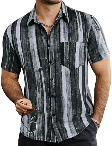 VATPAVE Camisas de verano para hombre a rayas, estilo playero, con bolsillo - Quierox - Tienda Online