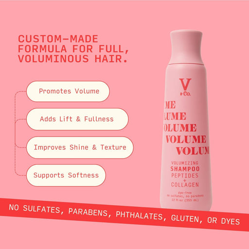 V&Co. Champú voluminizador con tecnología de péptidos, 355 ml, sin sulfatos - Quierox - Tienda Online