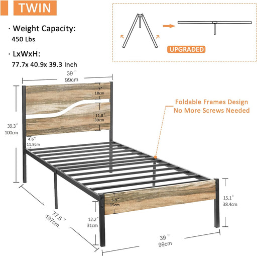 VECELO Marco de cama doble con plataforma con cabecero y pie de cama - Quierox - Tienda Online