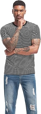 VEIISAR Camiseta de algodón elástico suave con cuello redondo para hombre - Quierox - Tienda Online