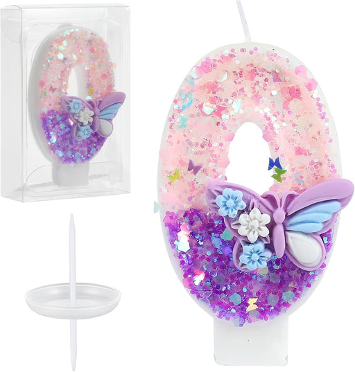 Velas de cumpleaños con diseño de mariposa rosa y morada para pastel con purpurina - Quierox - Tienda Online