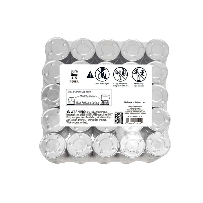 Velas de té Mainstays blancas sin aroma para interior y exterior, 100 unidades - Quierox - Tienda Online