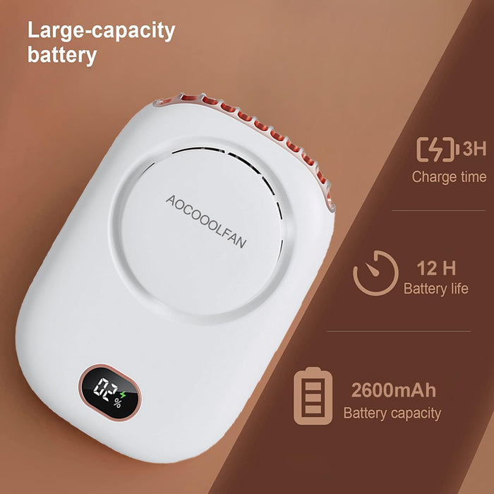 Ventilador de cuello portátil, mini ventilador de cuello colgante con cordón ajustable y soporte - Quierox - Tienda Online