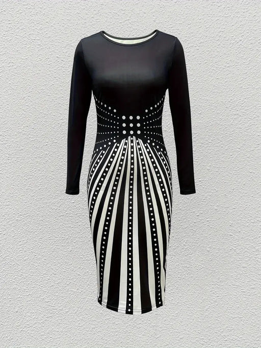 Vestido ajustado de Mujer Elegante con Estampado Geométrico de Moda - Quierox - Tienda Online