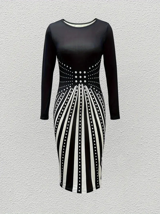 Vestido ajustado de Mujer Elegante con Estampado Geométrico de Moda - Quierox - Tienda Online