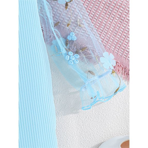 Vestido Bagilaanoe para niña pequeña, camiseta de malla con flores, manga larga - Quierox - Tienda Online