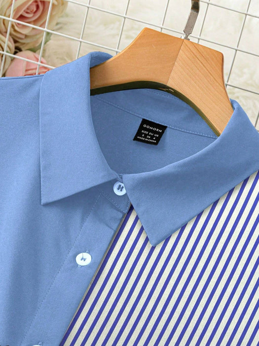 Vestido camisero informal de largo medio con mangas enrollables - Quierox - Tienda Online