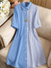 Vestido camisero informal de largo medio con mangas enrollables - Quierox - Tienda Online