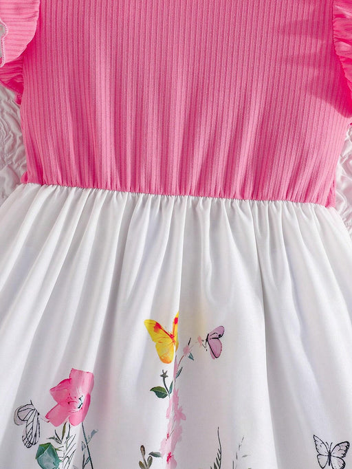 Vestido casual elegante para niñas con estampado floral y mangas cortas - Quierox - Tienda Online
