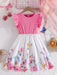 Vestido casual elegante para niñas con estampado floral y mangas cortas - Quierox - Tienda Online
