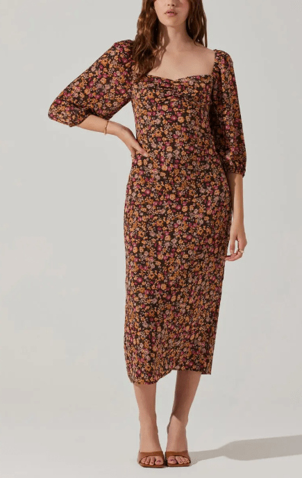 Vestido con escote ceñido floral y espalda con cordones - Quierox - Tienda Online