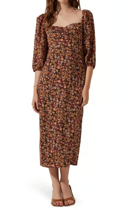 Vestido con escote ceñido floral y espalda con cordones - Quierox - Tienda Online