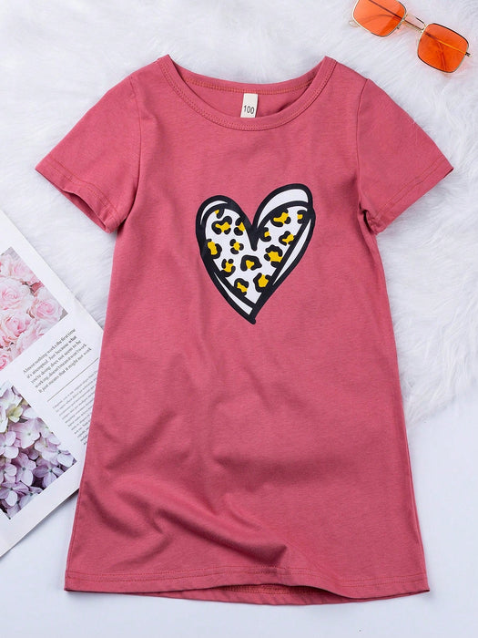 Vestido Con Estampado De Corazones Y Leopardo Para Jóvenes - Quierox - Tienda Online