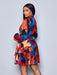 Vestido cruzado con manga farol, volante lateral y estampado floral elegante para mujer - Quierox - Tienda Online