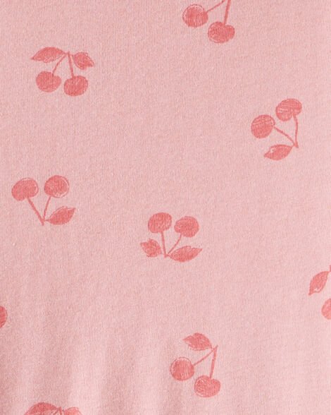 Vestido de algodón de manga larga con estampado de cerezas para niña - Rosa - Quierox - Tienda Online