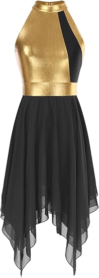 Vestido de baile lírico sin mangas de oro metálico para mujer - Quierox - Tienda Online