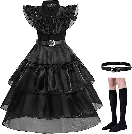 Vestido de disfraz negro para niñas, vestido de fiesta de cosplay con accesorios - Quierox - Tienda Online