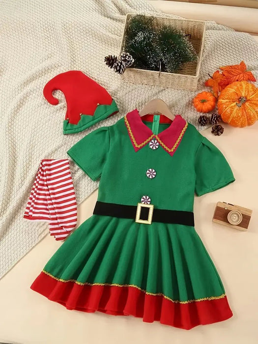VESTIDO DE ELFO DISFRAZ DE ELFO VESTIDO DE ELFO NAVIDEÑO AYUDANTE DE SANTA - Quierox - Tienda Online
