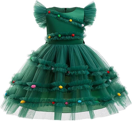 Vestido de elfo navideño de manga corta para niñas - Quierox - Tienda Online