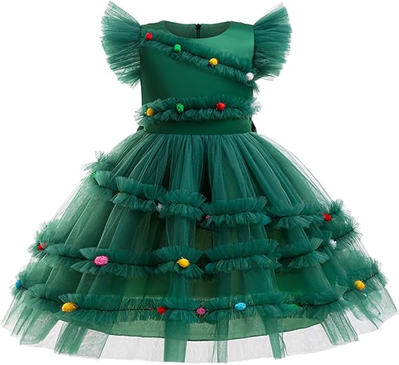 Vestido de elfo navideño de manga corta para niñas - Quierox - Tienda Online