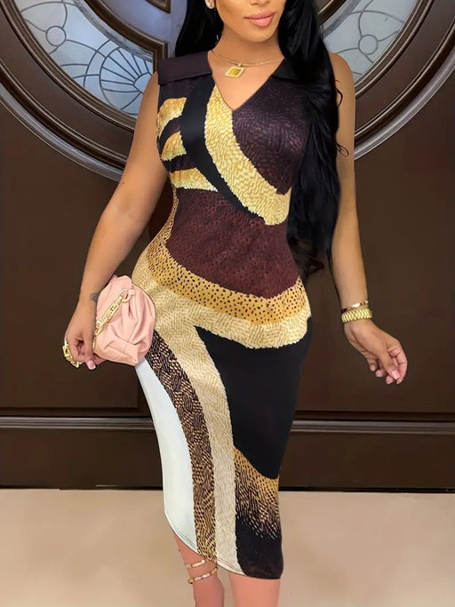 Vestido De Empalme Con Estampado Geométrico - Quierox - Tienda Online