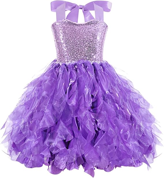 Vestido de fiesta con lentejuelas y cuello halter para niña - Quierox - Tienda Online