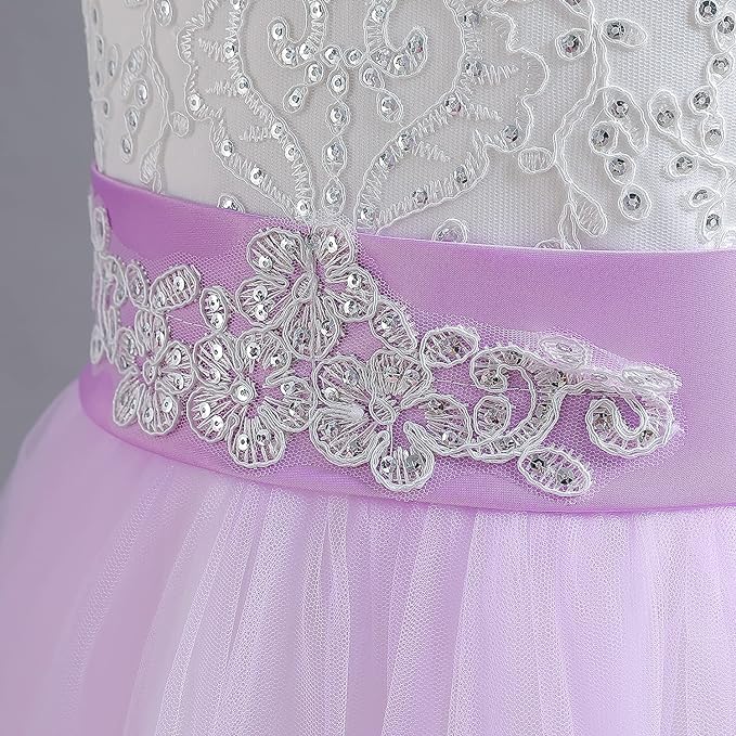 Vestido de fiesta de princesa con bordado de tul y encaje para niña - Quierox - Tienda Online
