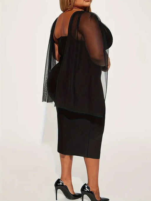 Vestido de Fiesta Elegante con Paneles de Malla Transparente - Quierox - Tienda Online