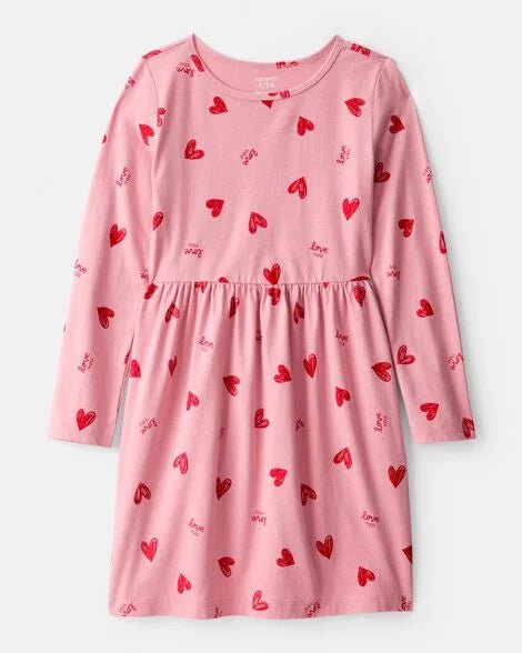 Vestido de manga larga con corazón para niña - Rosa - Quierox - Tienda Online