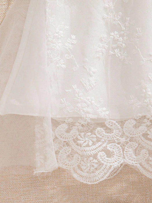 Vestido de princesa con lazo de malla bordado para niña de SHEIN - Quierox - Tienda Online