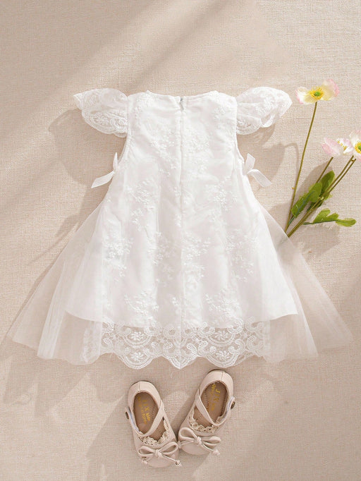 Vestido de princesa con lazo de malla bordado para niña de SHEIN - Quierox - Tienda Online