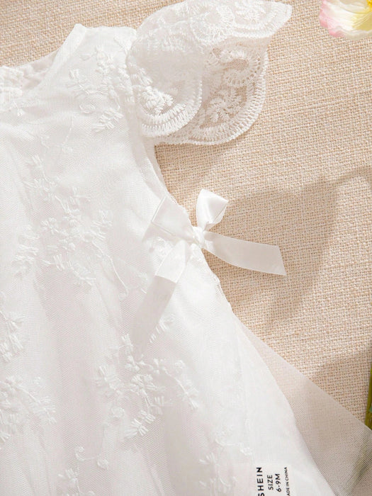 Vestido de princesa con lazo de malla bordado para niña de SHEIN - Quierox - Tienda Online