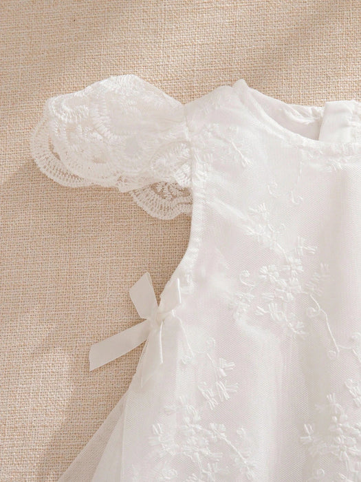 Vestido de princesa con lazo de malla bordado para niña de SHEIN - Quierox - Tienda Online