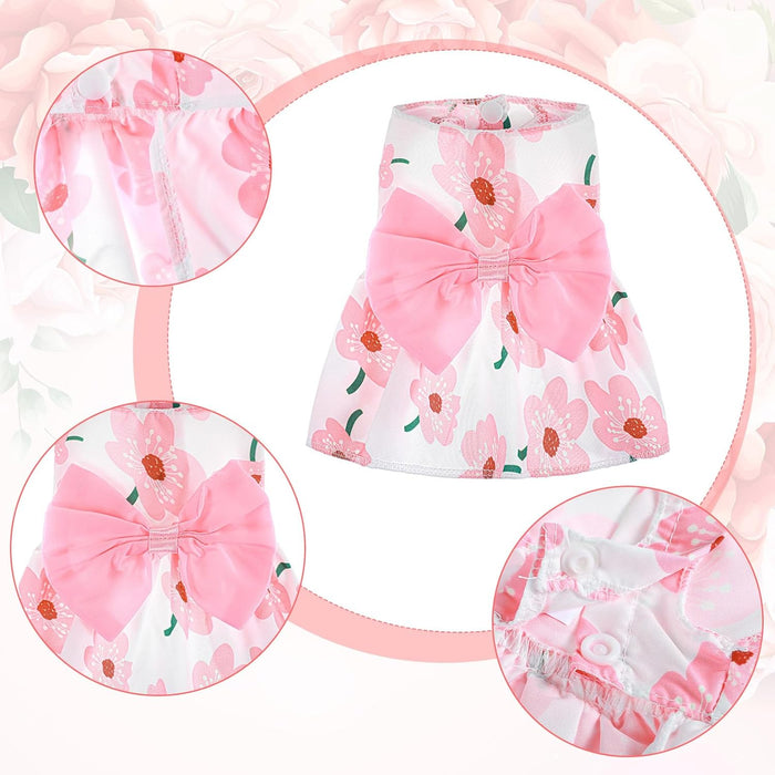 Vestido floral para perro, con lazo rosa, vestidos de princesa para mascotas para chihuahua - Quierox - Tienda Online