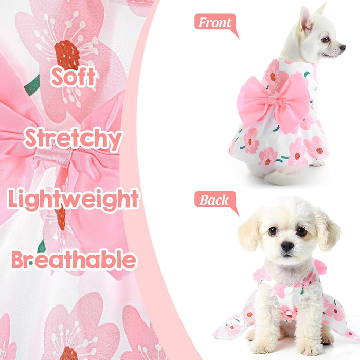 Vestido floral para perro, con lazo rosa, vestidos de princesa para mascotas para chihuahua - Quierox - Tienda Online