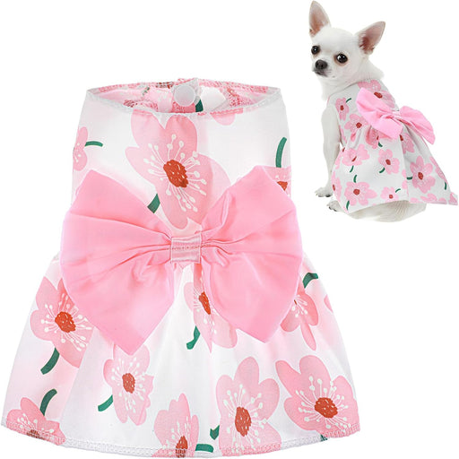 Vestido floral para perro, con lazo rosa, vestidos de princesa para mascotas para chihuahua - Quierox - Tienda Online