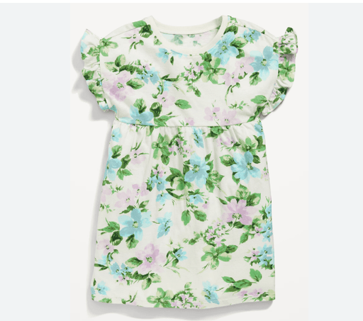 Vestido fruncido con mangas abullonadas y estampado para niñas - Quierox - Tienda Online